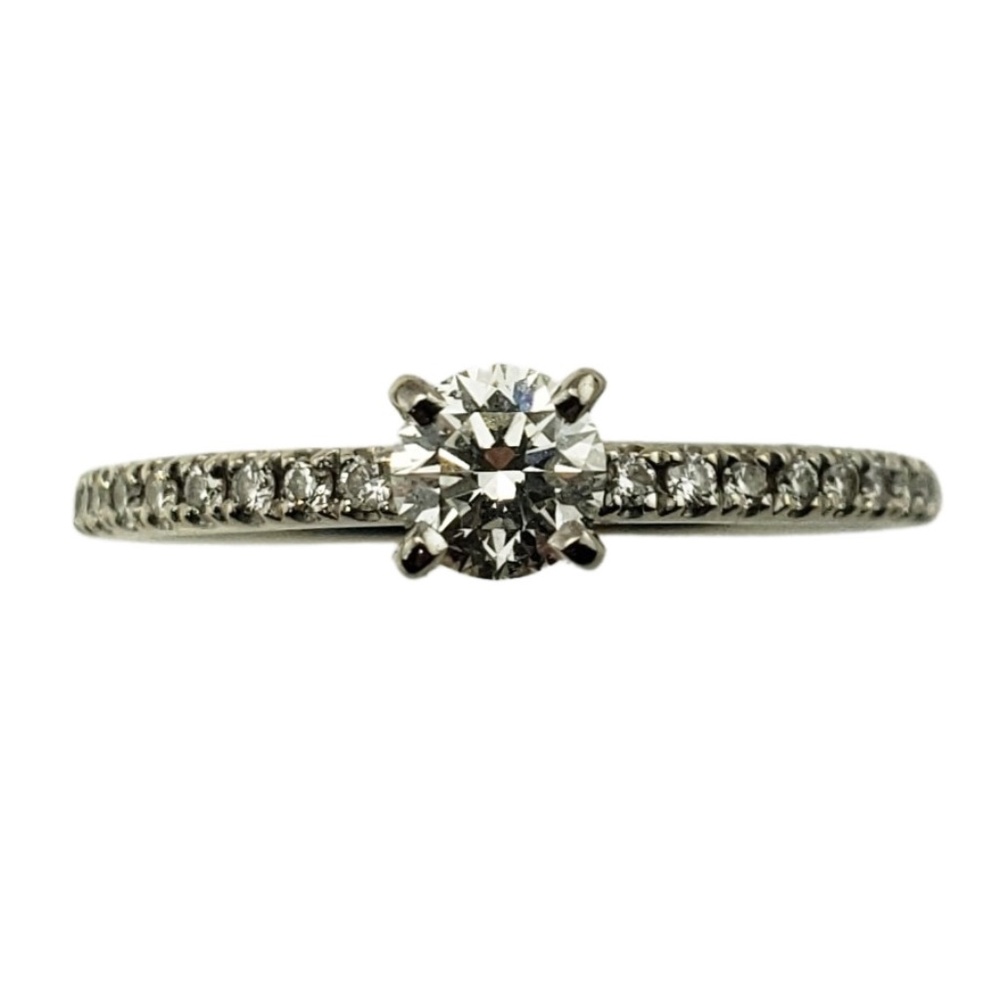 Vintage Blue Nile 14 Karat White Gold Diamond Engagement Ring Size 6.75 #12723
